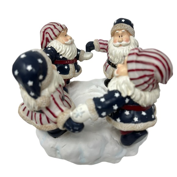 Circle Candleholder with 4 Dancing Santas Stars and Stripes Home Interiors 2002 - Picture 10 of 11